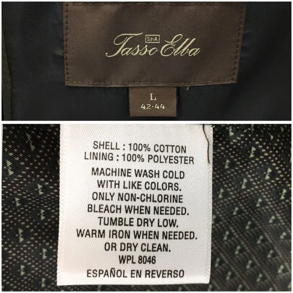 TASSO ELBA Mens Blazer Sport Coat Two Button Casual Jacket Size L 42-44 CORDUROY